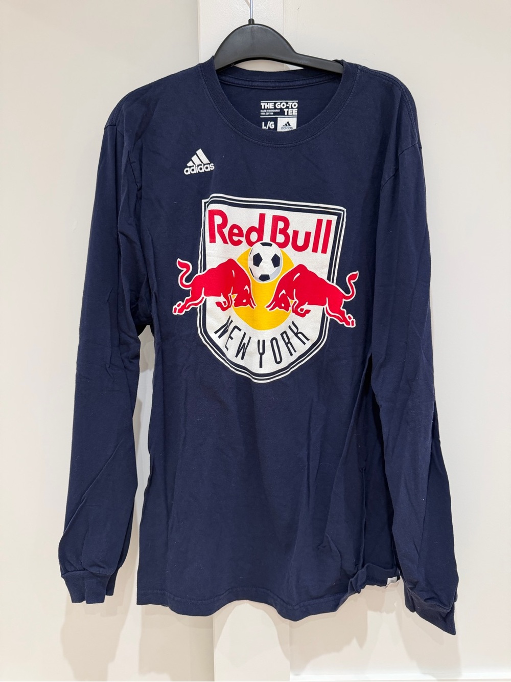 Adidas Men’s Red Bull New York Navy Long-Sleeve Tee-size L